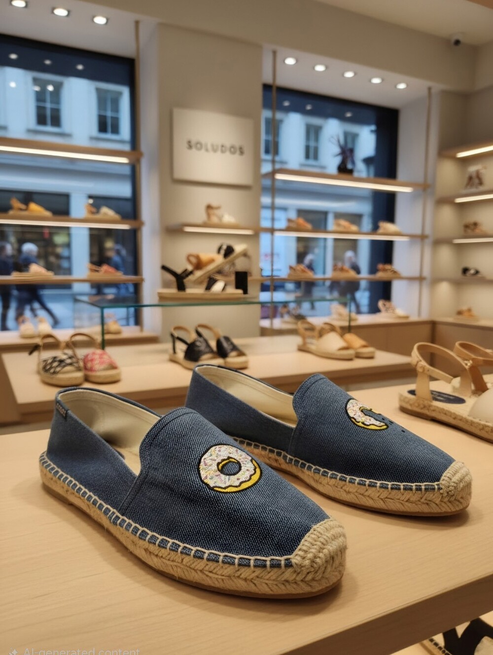 SOLUDOS DONUT VINTAGE DENIM SMOKING SLIPPER FLATS WOMEN'S SZ 10 NEW